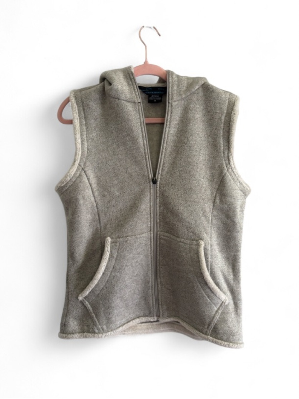 KÜHL Alfpaca Hooded Zip-up Fleece Vest with Sherpa Taupe Size M Outdoors Cozy